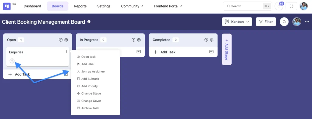 it's time to add tasks to these stages, assign them to your team members,